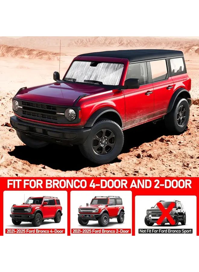 Silvery Bronco Off Road Windshield Sunshade Reflective Insulated Full Coverage 2021 2025 Models - Image 3